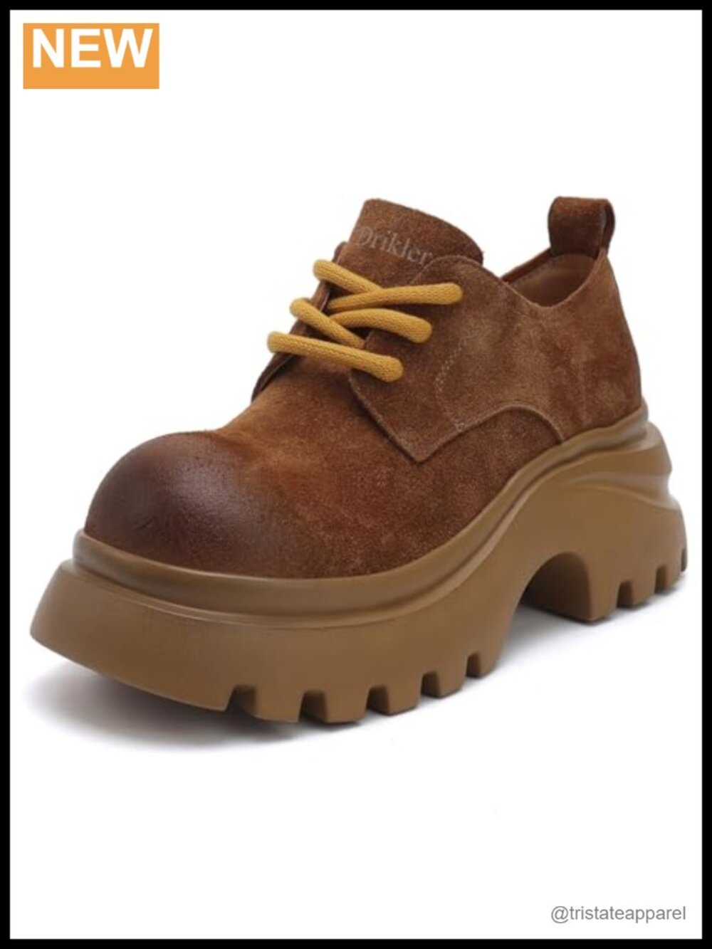 Women's Leather Platform Oxfords Lace-Up Slip-Resistant Walking Shoes